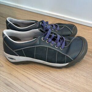 Keen Presidio Women’s Lace Up Hiking Shoes rubber toe blue leather 9.5